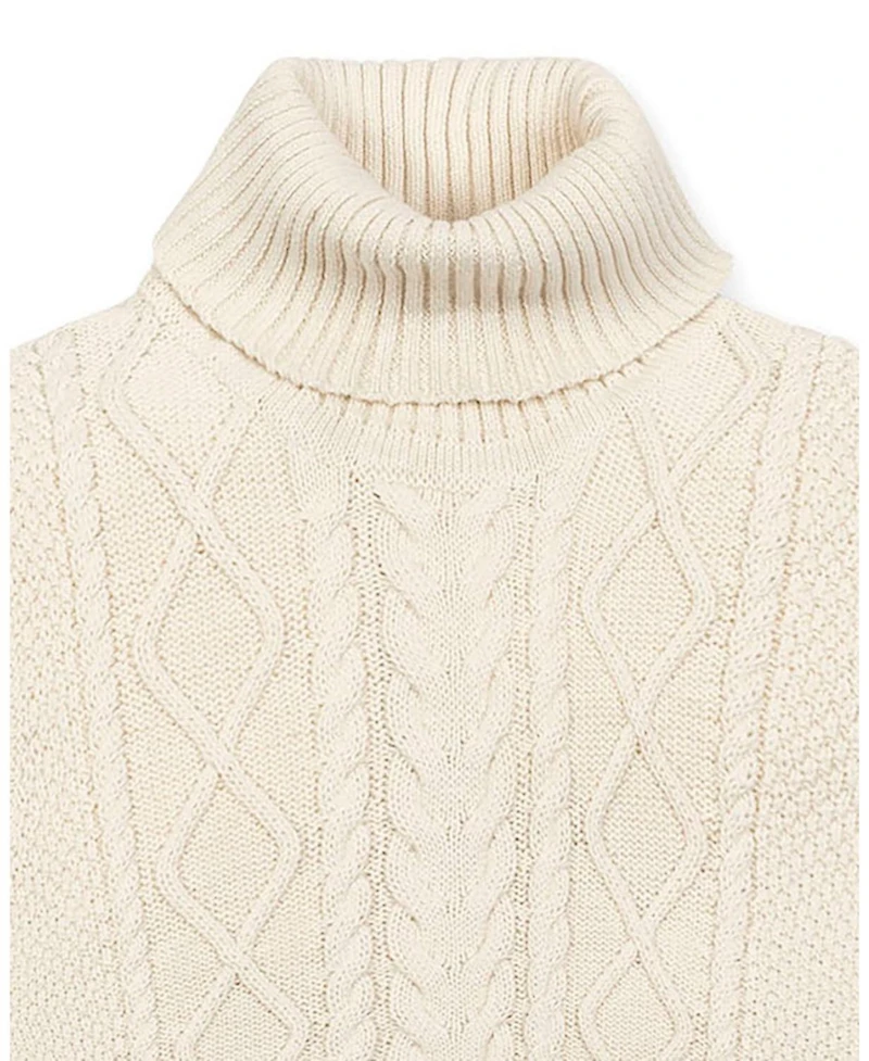 Hope & Henry Women's Organic Sleeveless Cable Knit Turtleneck Sweater