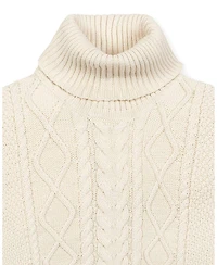 Hope & Henry Women's Organic Sleeveless Cable Knit Turtleneck Sweater