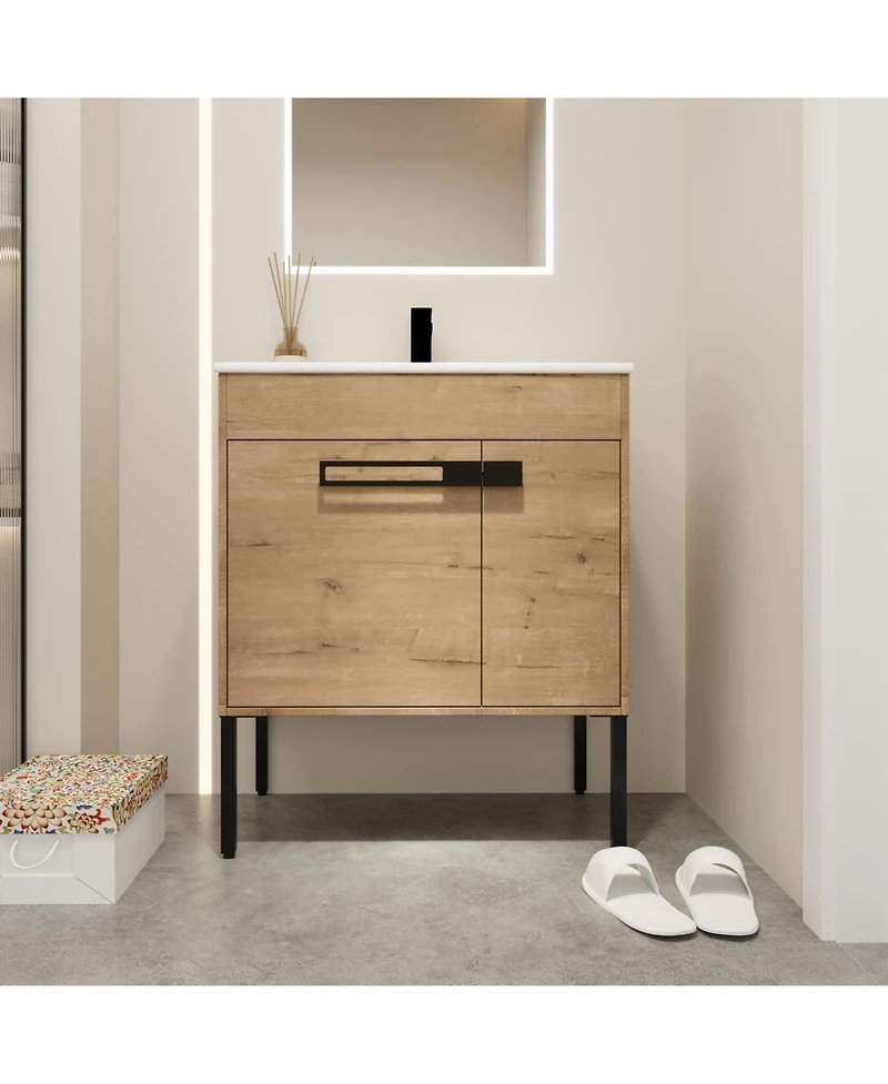 Casainc 30 Inch Vanity with Sink, Freestanding or Wall-Mount Convertible Installation