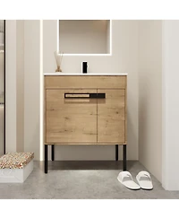 Casainc 30 Inch Vanity with Sink, Freestanding or Wall-Mount Convertible Installation