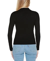 Belldini Women's Long Sleeve Johnny Collar Sweater