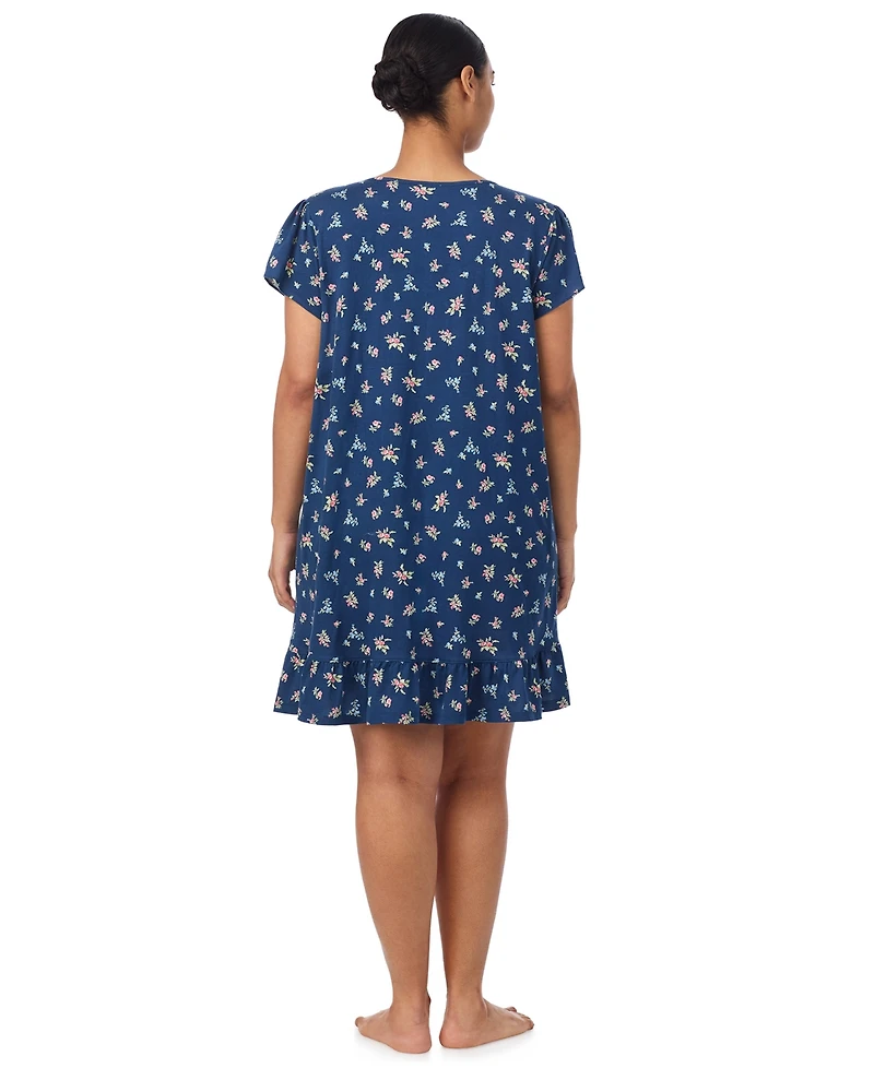 Lauren Ralph Plus Flutter Sleeve Short Nightgown