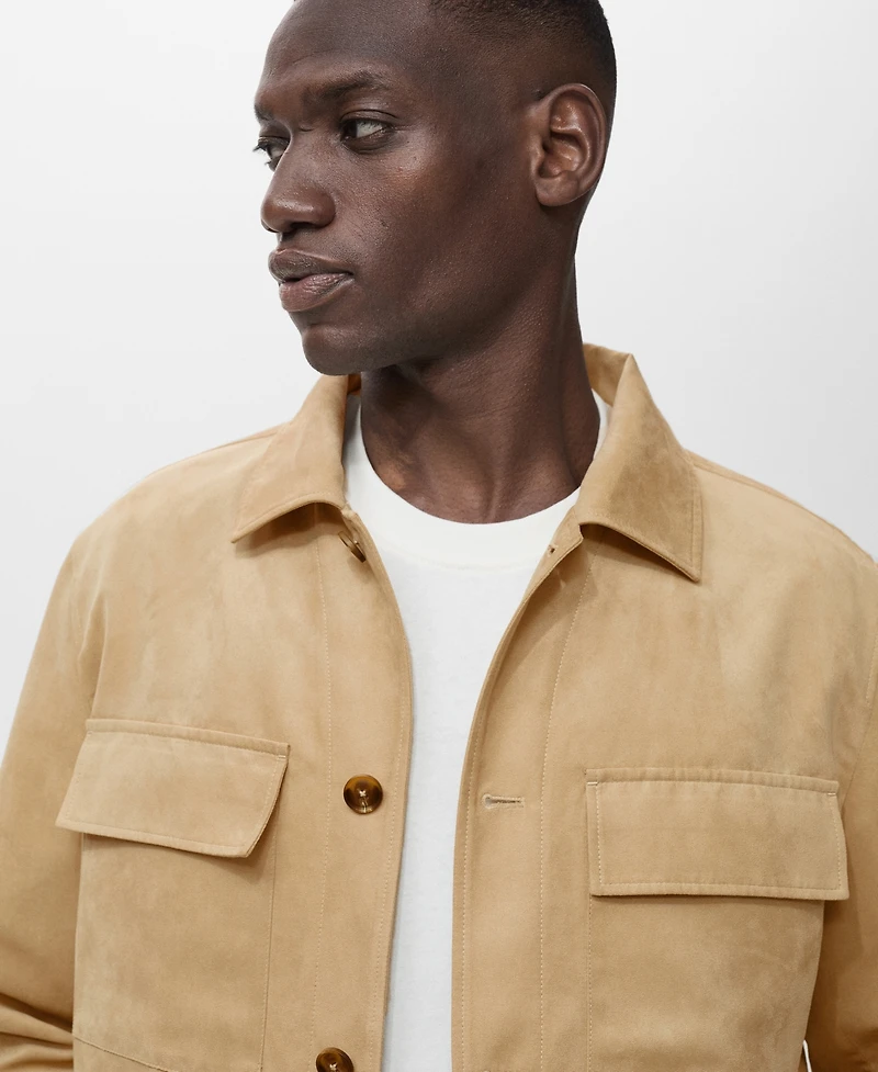 Mango Men's Suede Leather-Effect Overshirt