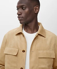 Mango Men's Suede Leather-Effect Overshirt