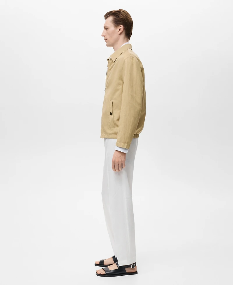 Mango Men's Zipper Linen Jacket