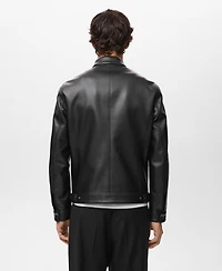 Mango Men's Zip-Up Leather-Effect Jacket