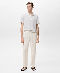 Mango Men's Linen Elastic Waistband Pants