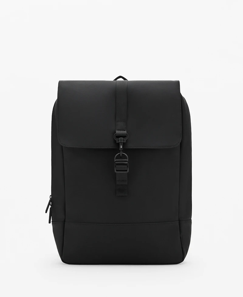 Mango Men's Rubberized Flap Closure Backpack