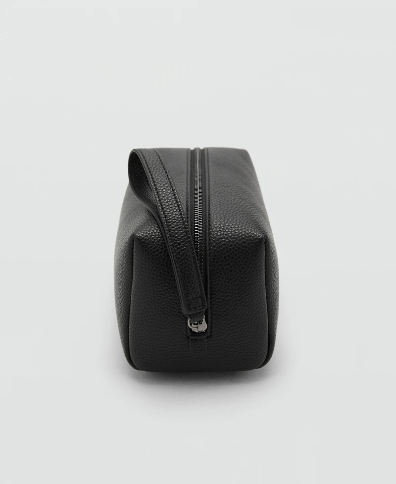 Mango Men's Contrast-Strap Pebbled Cosmetic Bag