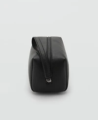 Mango Men's Contrast-Strap Pebbled Cosmetic Bag