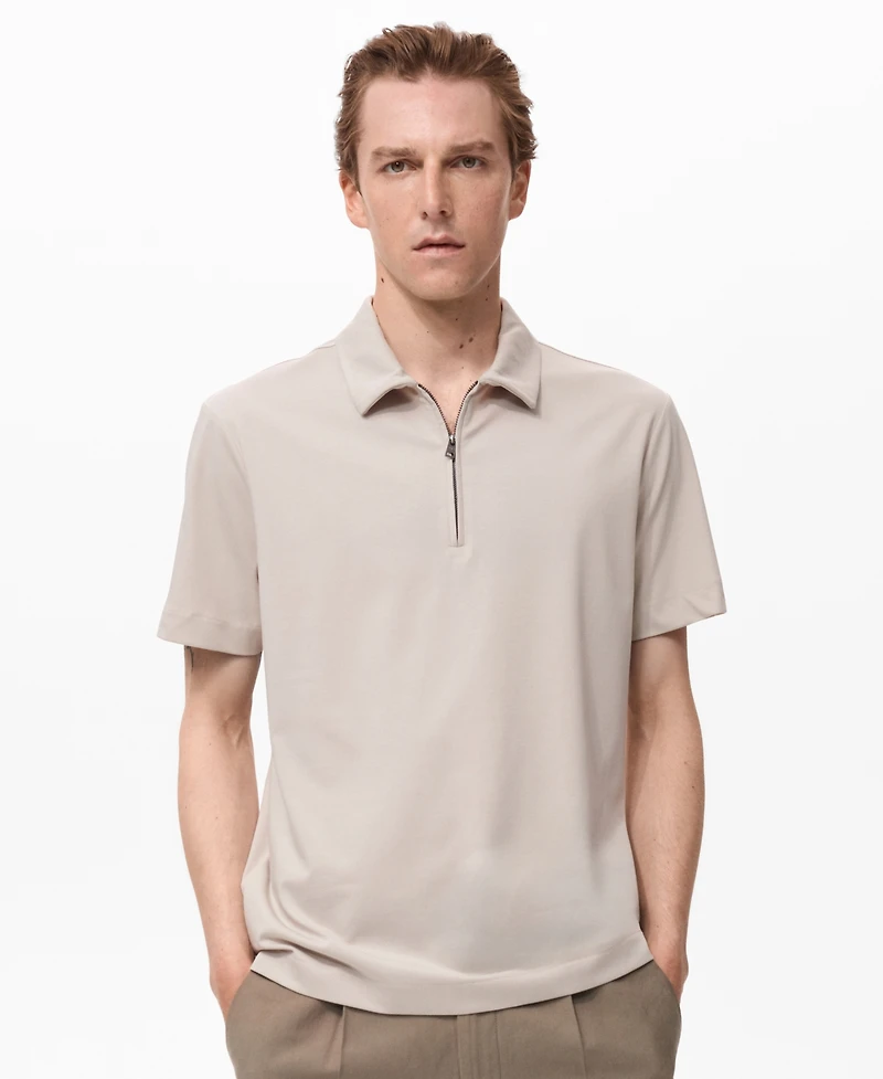 Mango Men's Zip Neck Polo Shirt