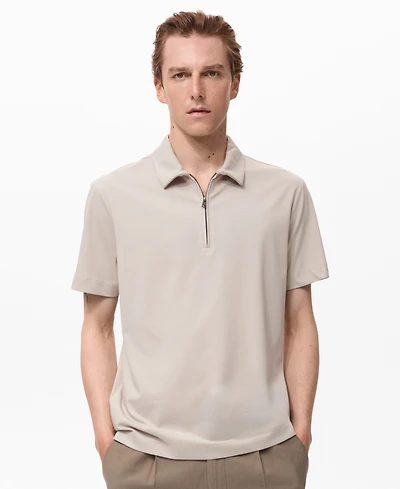 Mango Men's Zip Neck Polo Shirt