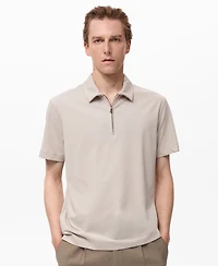 Mango Men's Zip Neck Polo Shirt