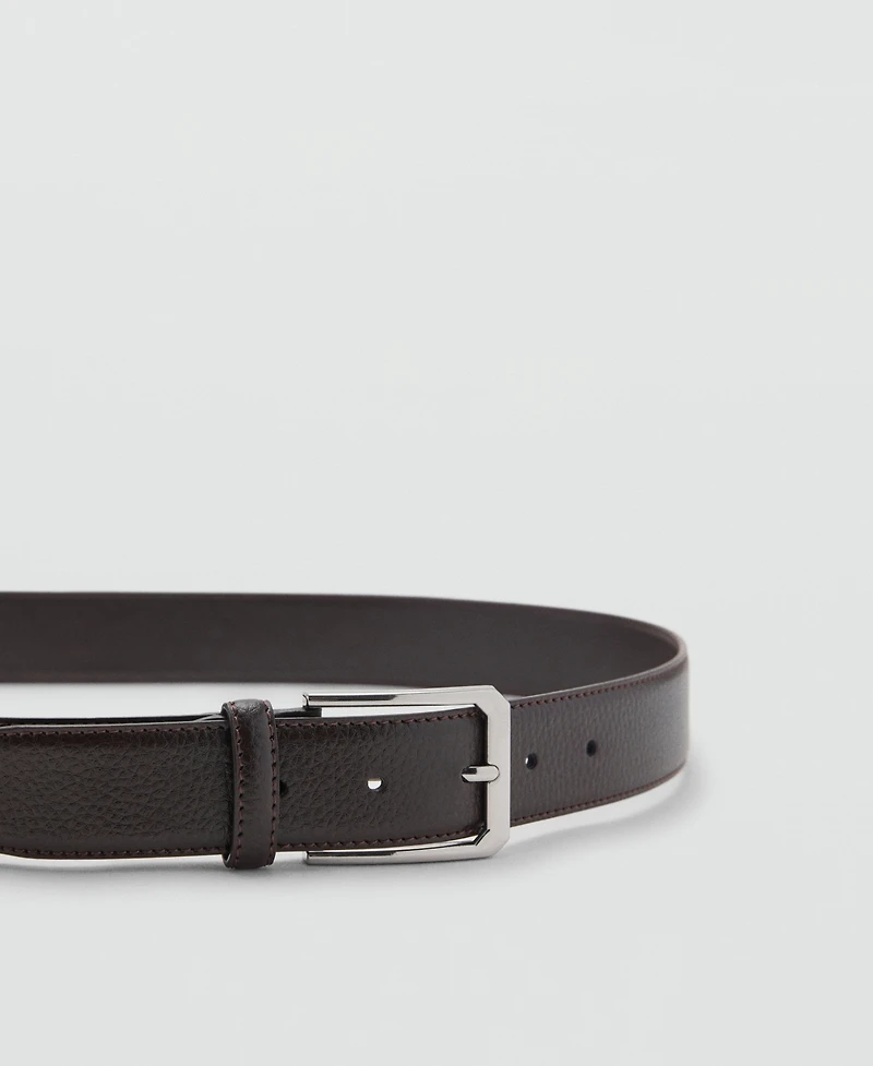 Mango Men's Beaten Leather Belt