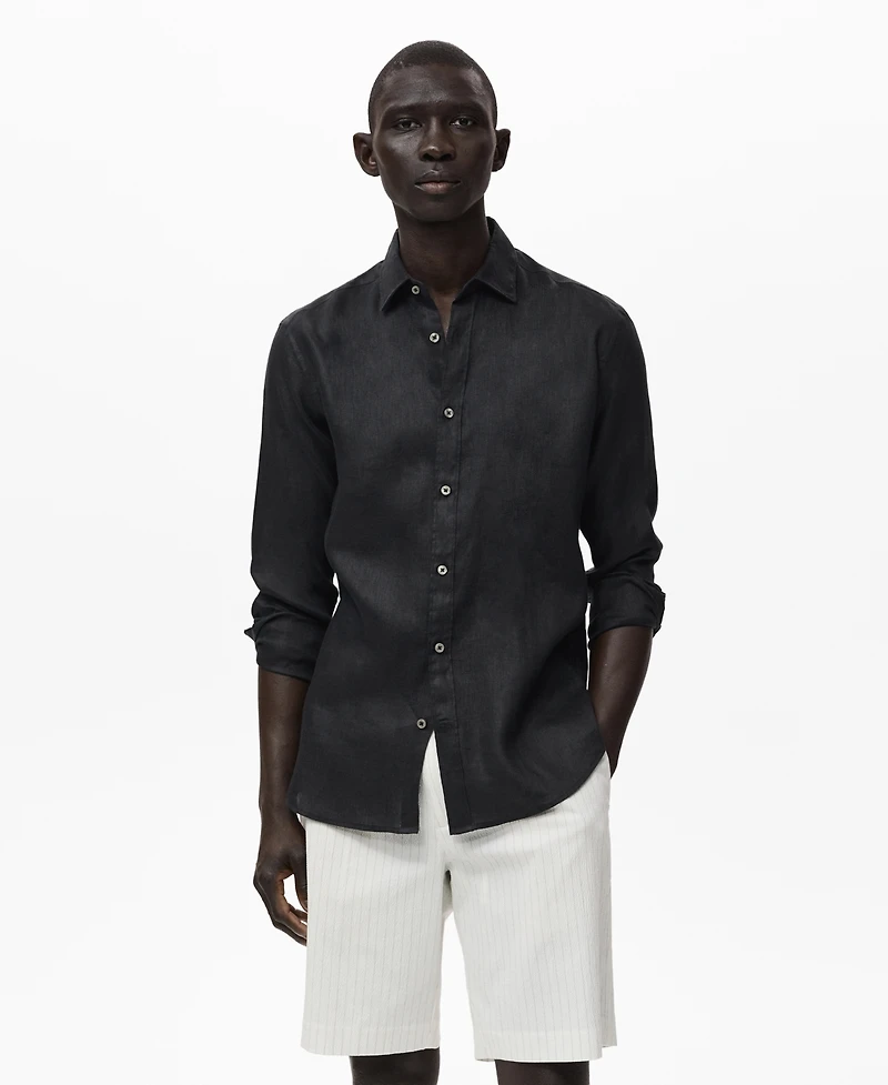 Mango Men's Linen Long Sleeve Shirt