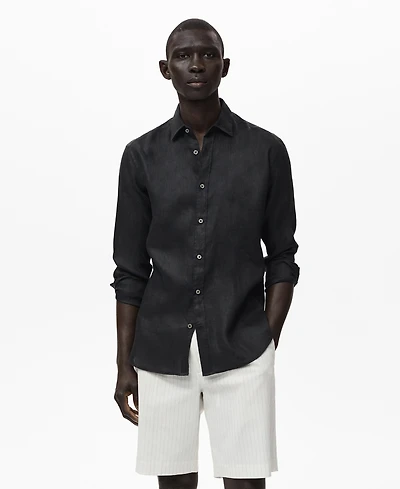 Mango Men's Linen Long Sleeve Shirt
