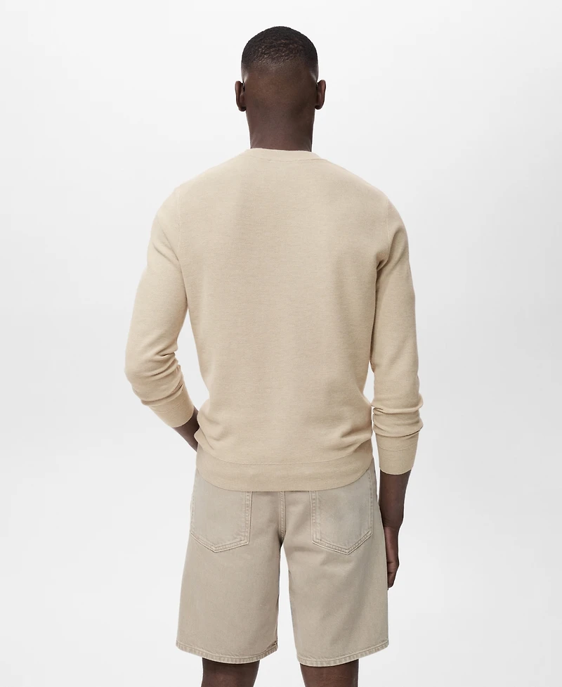 Mango Men's Microstructure Cotton Knitted Sweater