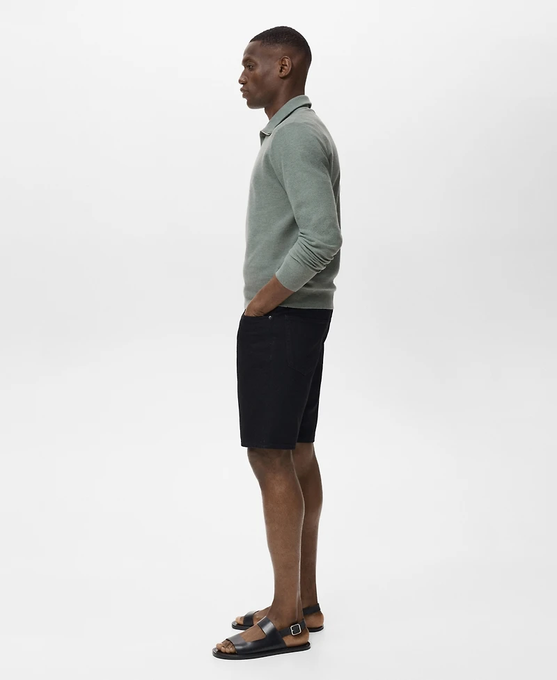 Mango Men's Zipper Collar Microstructure Sweater