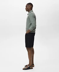 Mango Men's Zipper Collar Microstructure Sweater