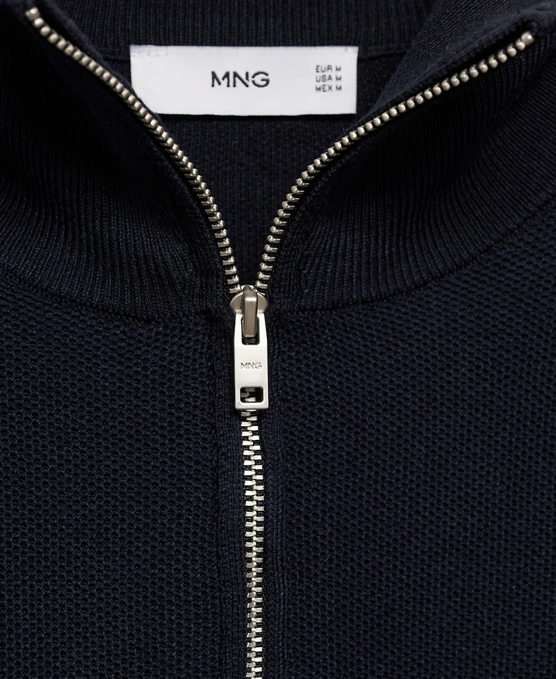 Mango Men's Zipper Collar Microstructure Sweater