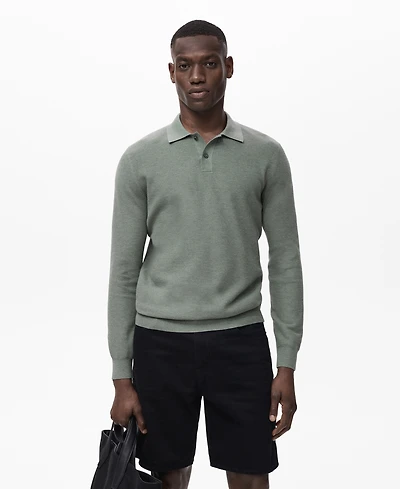 Mango Men's Micro-Structured Cotton Polo Shirt