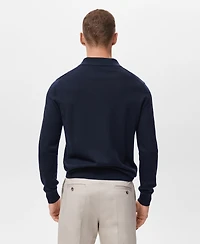 Mango Men's Wool Knitted Polo Sweater