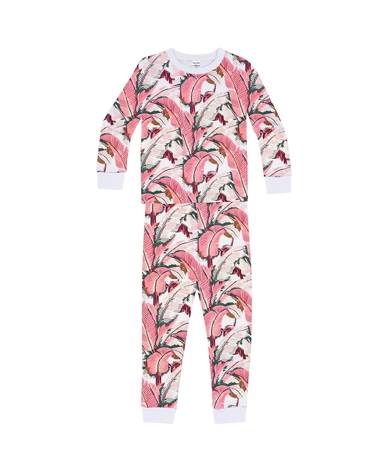 Sant and Abel Kids Martinique Pink Banana Leaf Pj Set