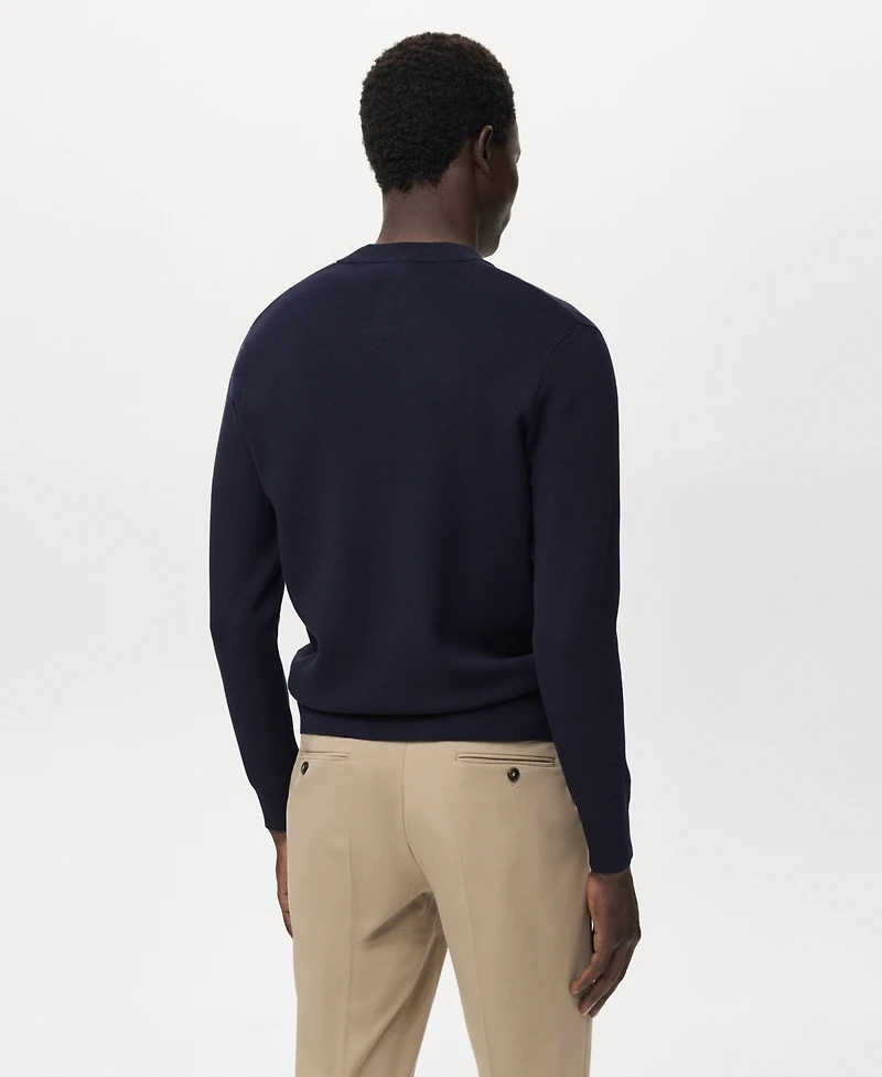 Mango Men's Zipped Knit Cardigan Sweater