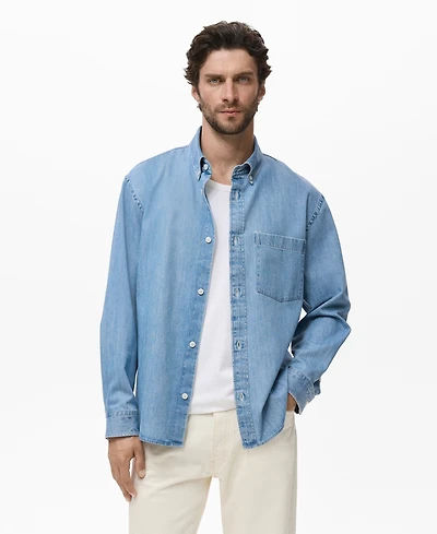 Mango Men's Denim Pocket Overshirt