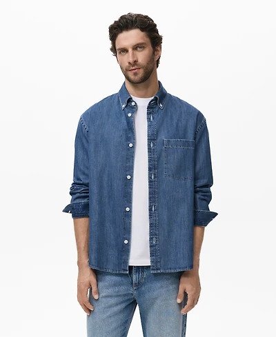 Mango Men's Denim Pocket Overshirt