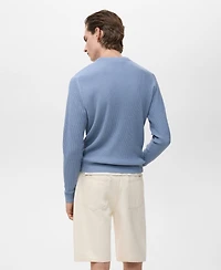 Mango Men's Fine Rib-Knit Cotton Sweater