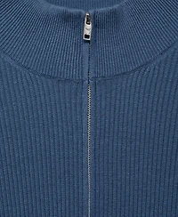 Mango Men's Zip Neck Ribbed Sweater
