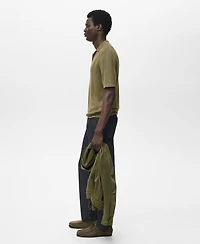 Mango Men's Ribbed Knit Polo Shirt
