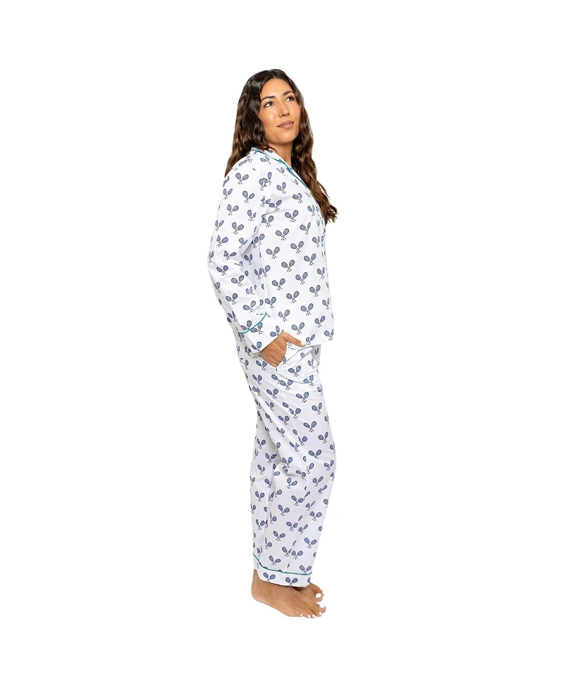 Sant and Abel Women's Tennis Navy Long Pj Set