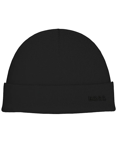 Hugo Boss Men's Waffle Logo Detail Beanie