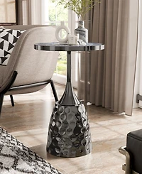 Furniture of America Knoll 16" Metal Round End Table with Pedestal Base
