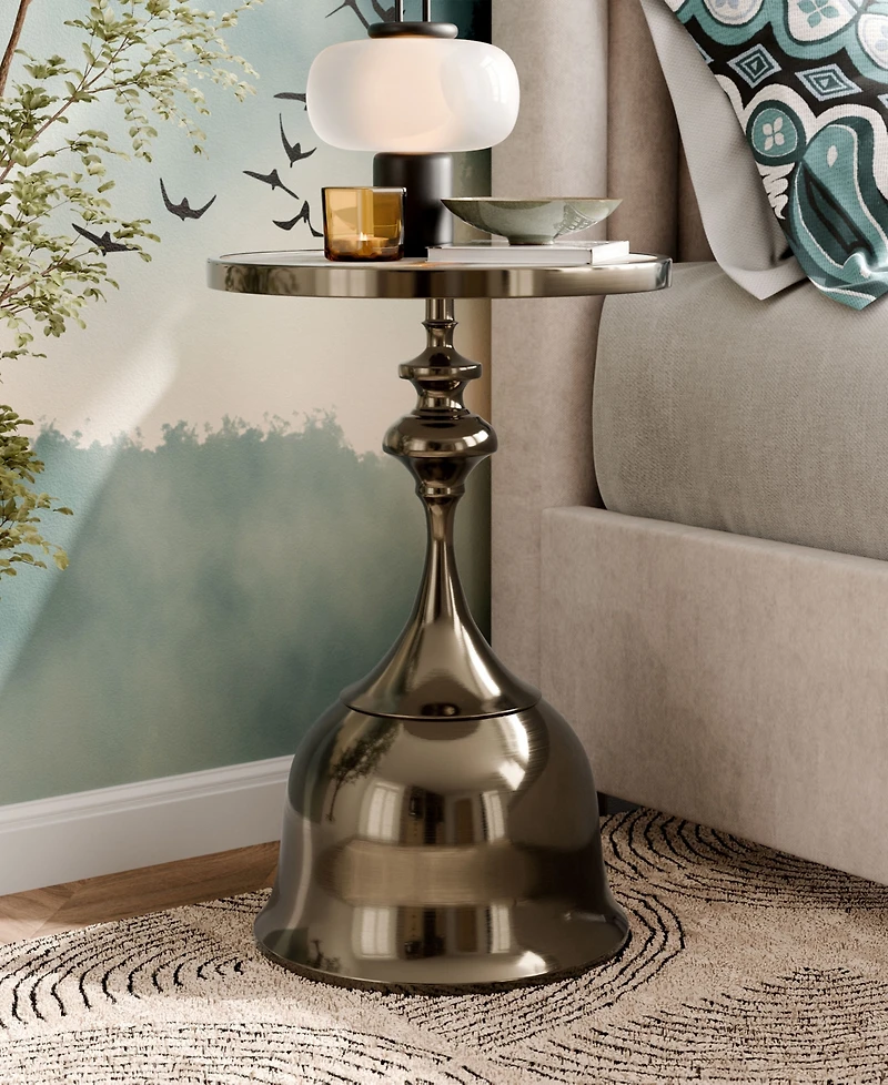 Furniture of America Knoll 16" Metal Round End Table with Pedestal Base