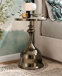 Furniture of America Knoll 16" Metal Round End Table with Pedestal Base