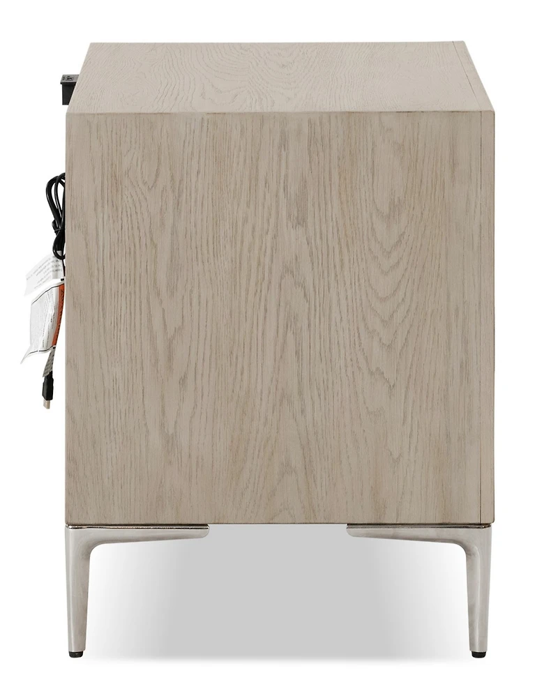 Furniture of America Fable 24" Solid Wood 2-Drawer Nightstand with Usb Port