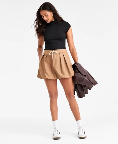 Bar Iii Women's Tie-Waist Bubble-Hem Mini Skirt, Macy's Exclusive