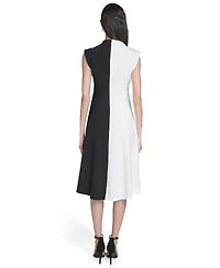Calvin Klein Women's Colorblock Mock Neck Midi Dress