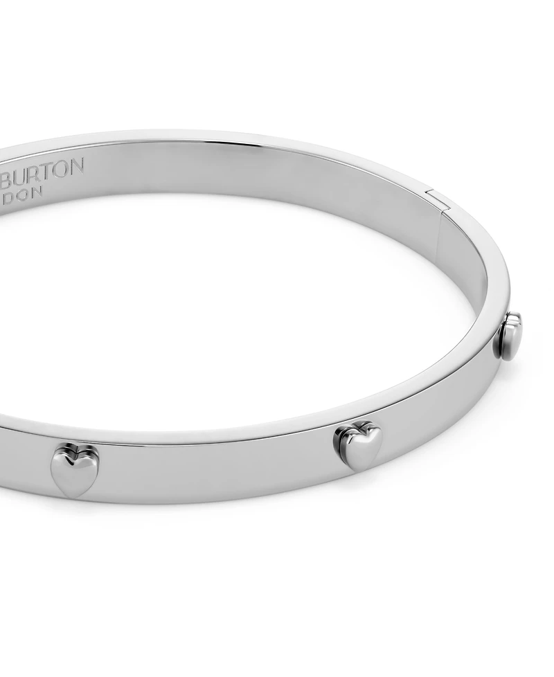 Olivia Burton Mini Heart Silver Tone Stainless Steel Bangle Bracelet