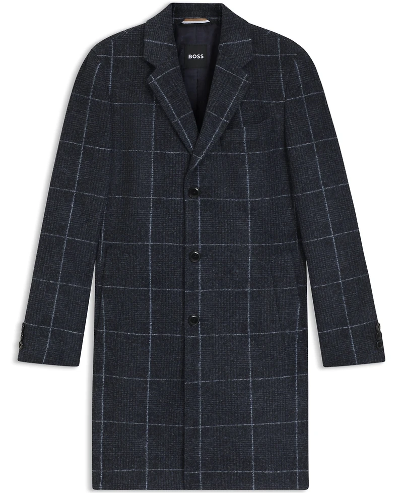 Boss by Hugo Men's Plain Check Slim-Fit Coat