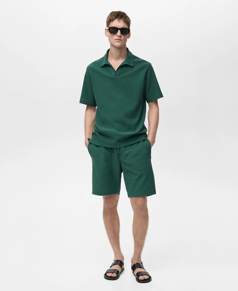 Mango Men's Textured Cotton 7.95" Bermuda Shorts