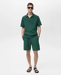 Mango Men's Textured Cotton 7.95" Bermuda Shorts
