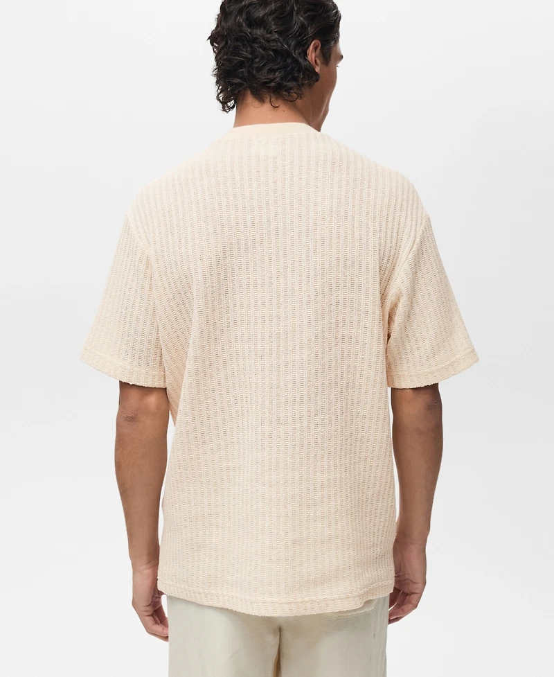 Mango Men's Ribbed Knit T-Shirt