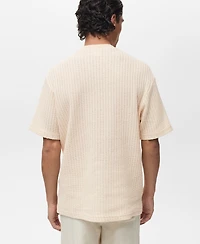 Mango Men's Ribbed Knit T-Shirt