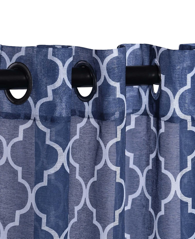 Superior Trellis Sheer 2-Piece Curtain Panels with Grommet Header Top, 52" X 63"