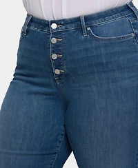 Nydj Plus Teresa Wide Leg Exposed Button Fly Jeans