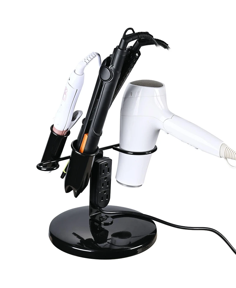 Byootique 2Pcs Tabletop Blow Dryer Hair Iron Holder Hair Tool Salon Appliance Stand w/ 3 Outlets